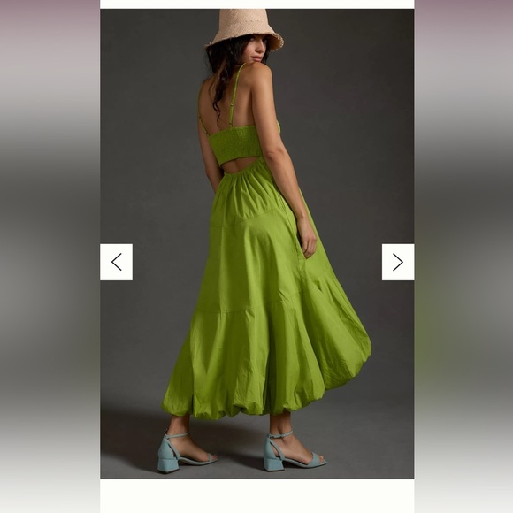 By Anthropologie V-Neck Tiered Bubble-Hem Dress SZ L - Picture 2 of 8